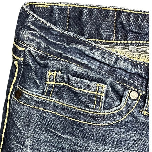BKE Denim Sabrina Bootcut Jeans‎ Dark Wash Embellished Pockets Size 28 Stretch - Picture 3 of 11